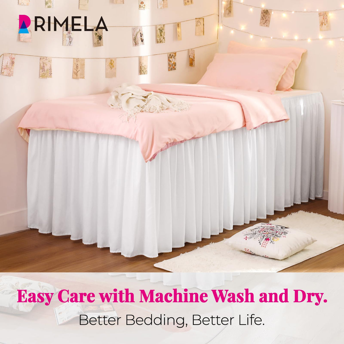 RIMELA bedskirt elastic wrap-around provides secure fit