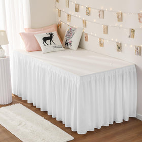 RIMELA dorm bedskirt with 32-inch drop hides under-bed clutter neatly