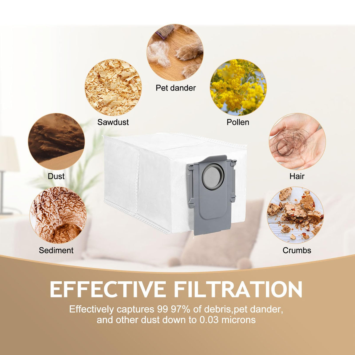 Rinakou Roborock QV35A dust bags help easy disposal and airflow