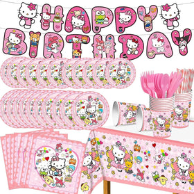 RINSUNCA Kitty birthday 7inch plates for quick, fun meals and easy cleanup