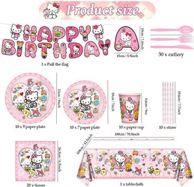 RINSUNCA Kitty birthday 9inch plates for full meals and party style