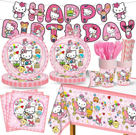 RINSUNCA Kitty birthday tablecloth to protect surfaces and decorate the table