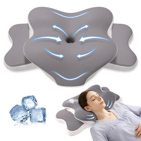 Rioicy contour pillow ergonomic design highlights neck and spine alignment.