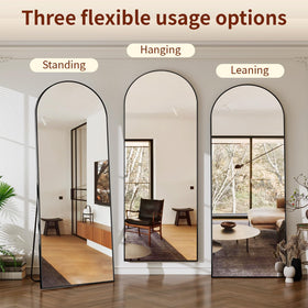 Riskioir arch mirror hanging option enables easy wall mounting.