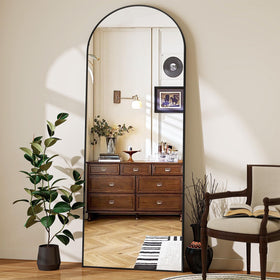 Riskioir arch mirror standing-base demonstrates versatile floor standing setup.