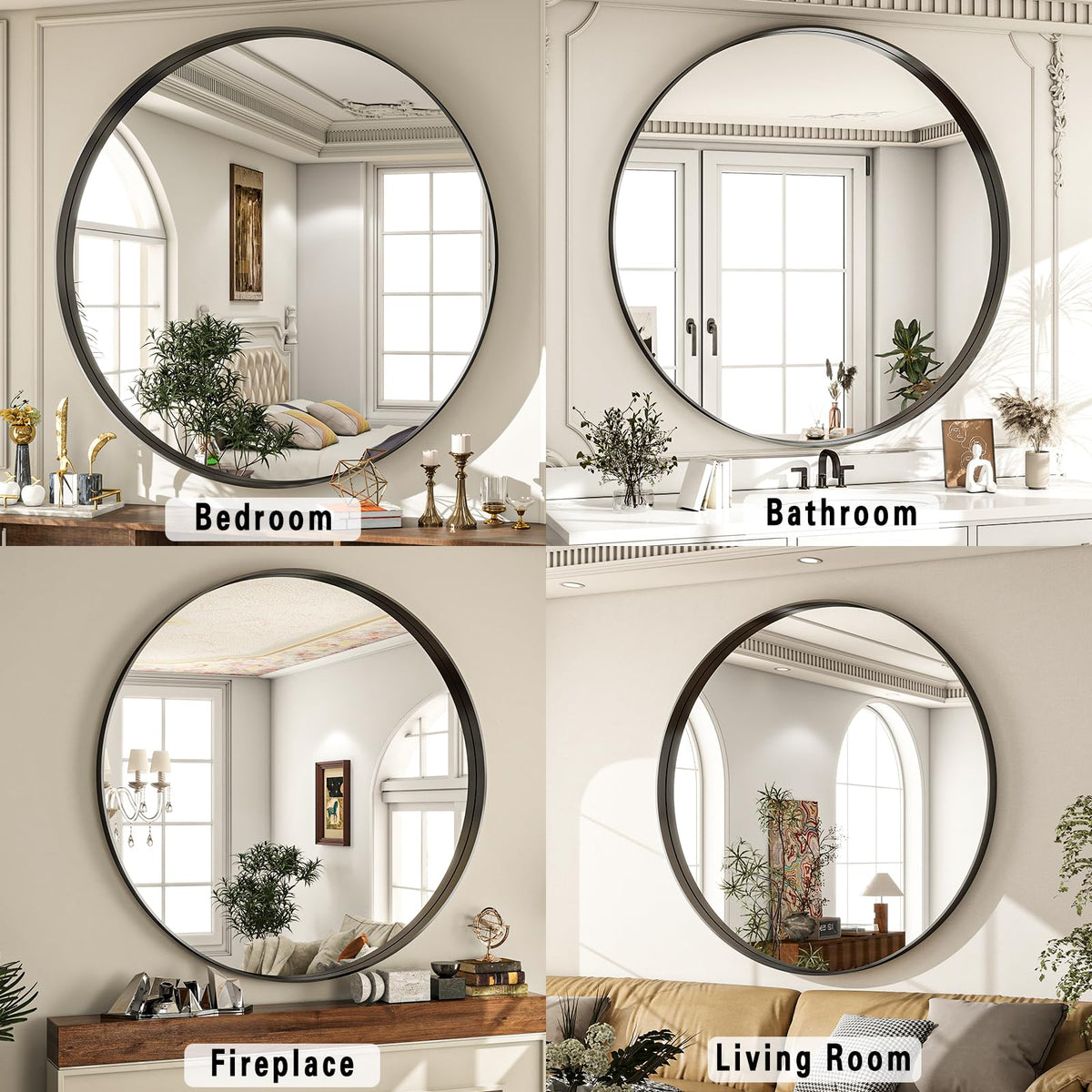 Riskioir entryway round mirror suits any space for easy pairing.