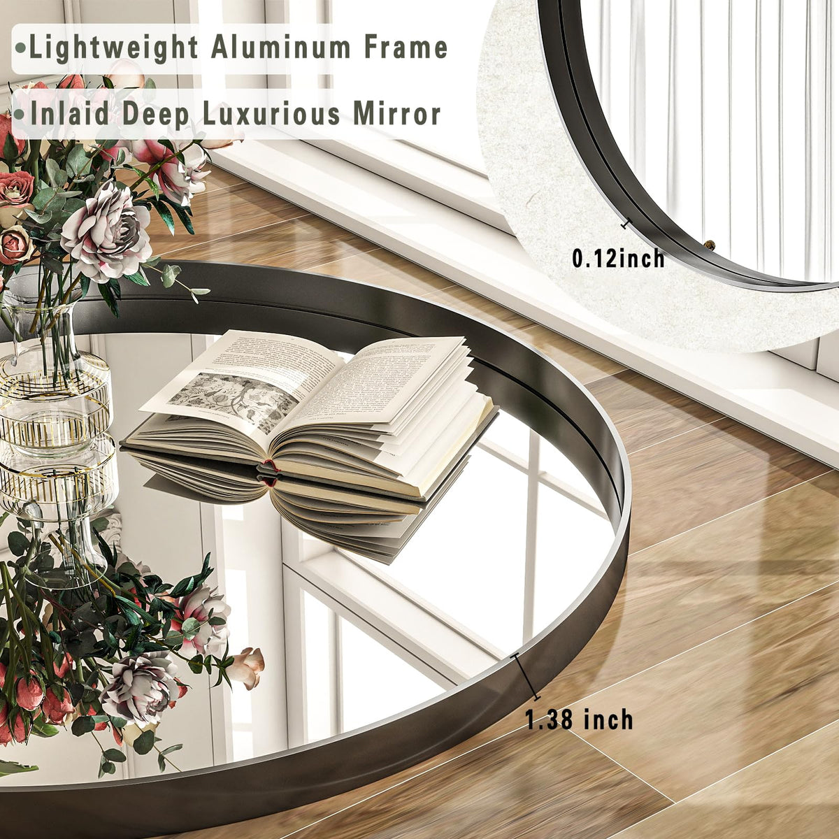 Riskioir tempered-glass bathroom mirror offers clear reflections and safety.