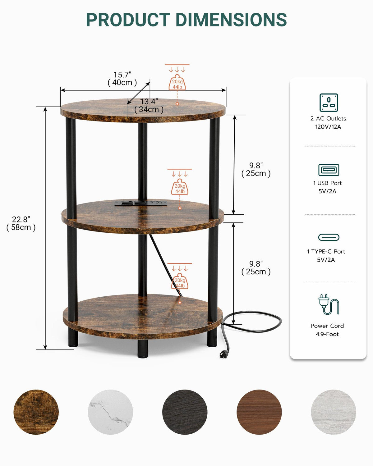 RISWER 3-tier storage oval table keeps books, remotes, and plants organized