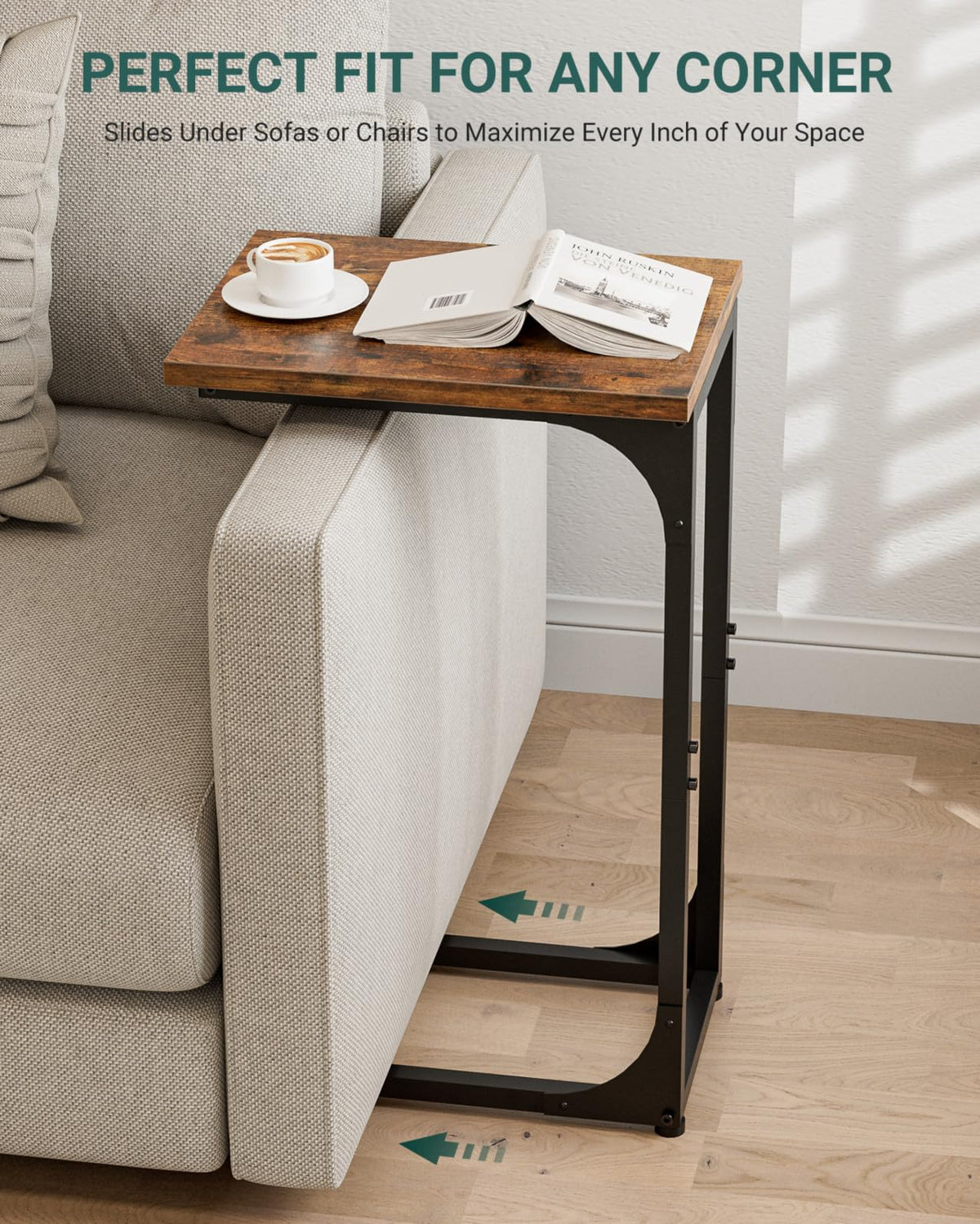 RISWER bedside-friendly table as a compact laptop desk for small spaces