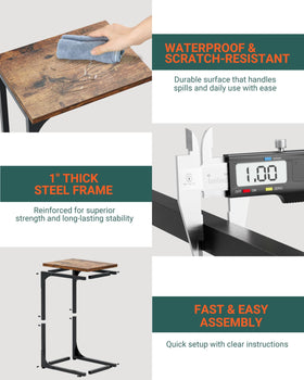 RISWER C-shaped table in living room beside couch for snacks