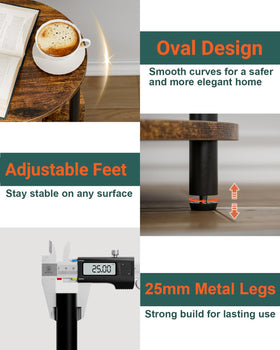 RISWER Round Small Side Table side-angle shot highlighting compact footprint beside the sofa.