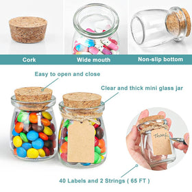 Ritayedet mini dessert jar holds mousse or candies for party favors.