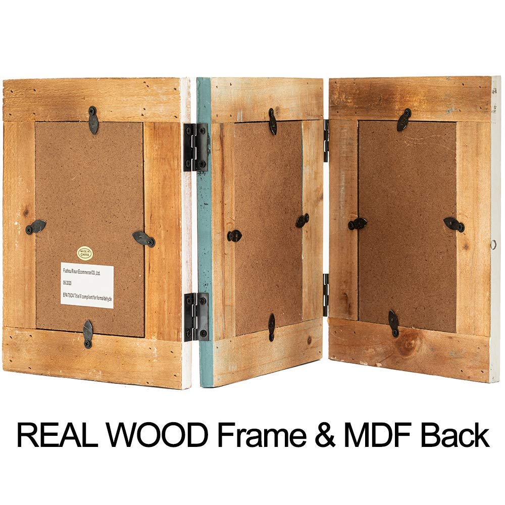 RiteSune rustic 3-picture frame back panel showing quick-access opening for changes