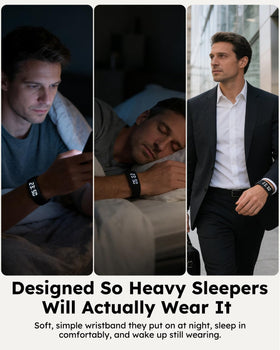 RITHEM IP68 water-resistant alarm bracelet endures sweat and rain during daily use.