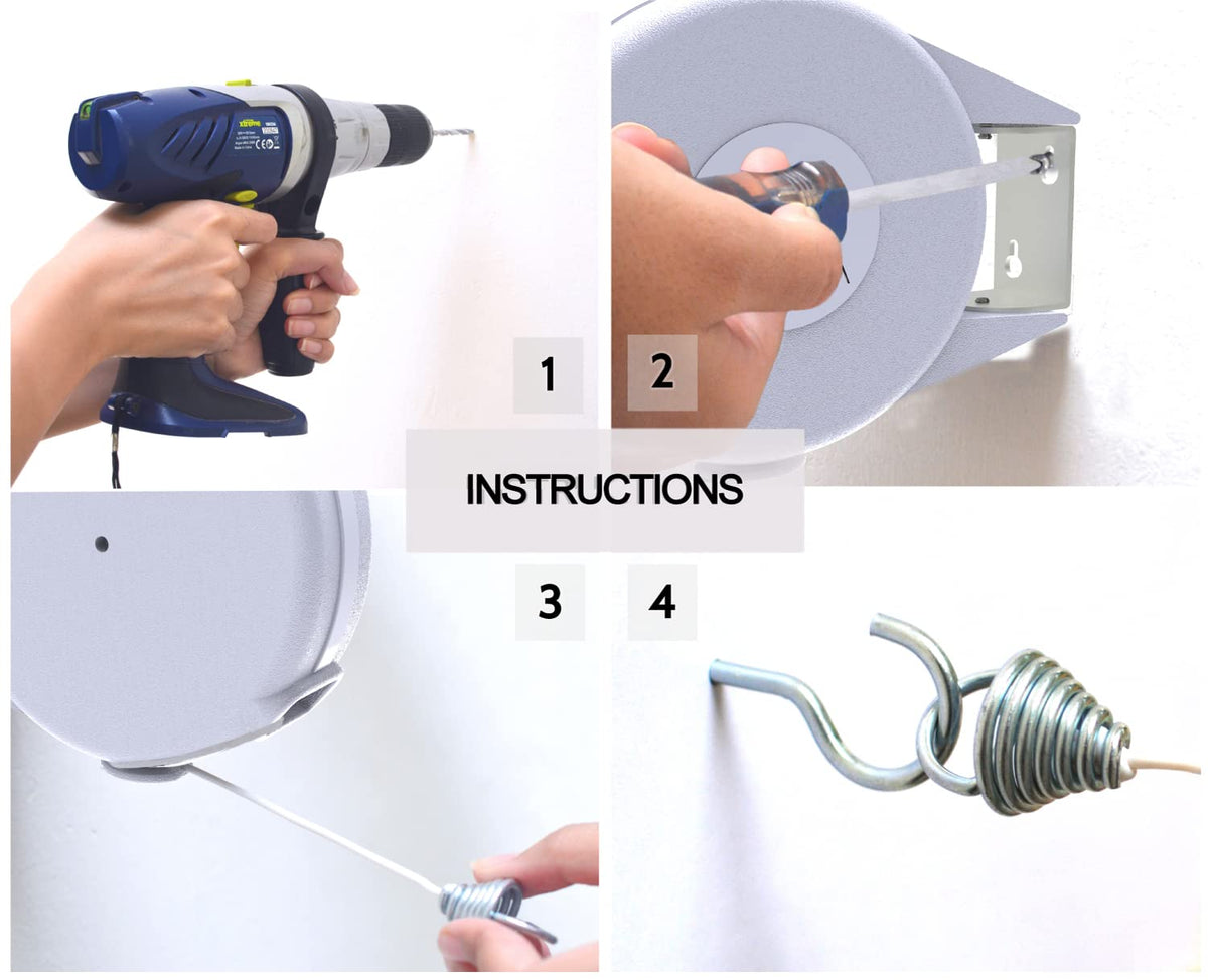 Riveda retractable line extended to 40 feet for long laundry loads.