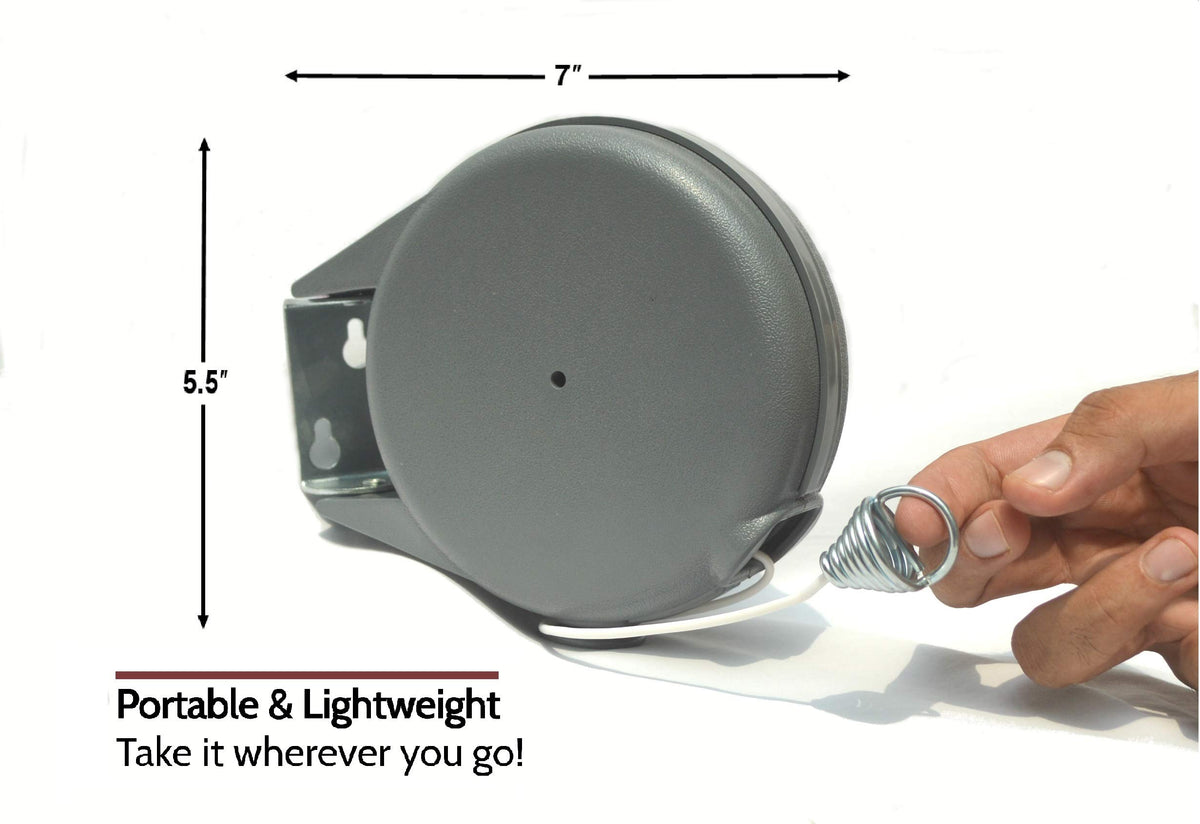 Riveda clothesline shows 30 lbs load capacity for towels and garments.