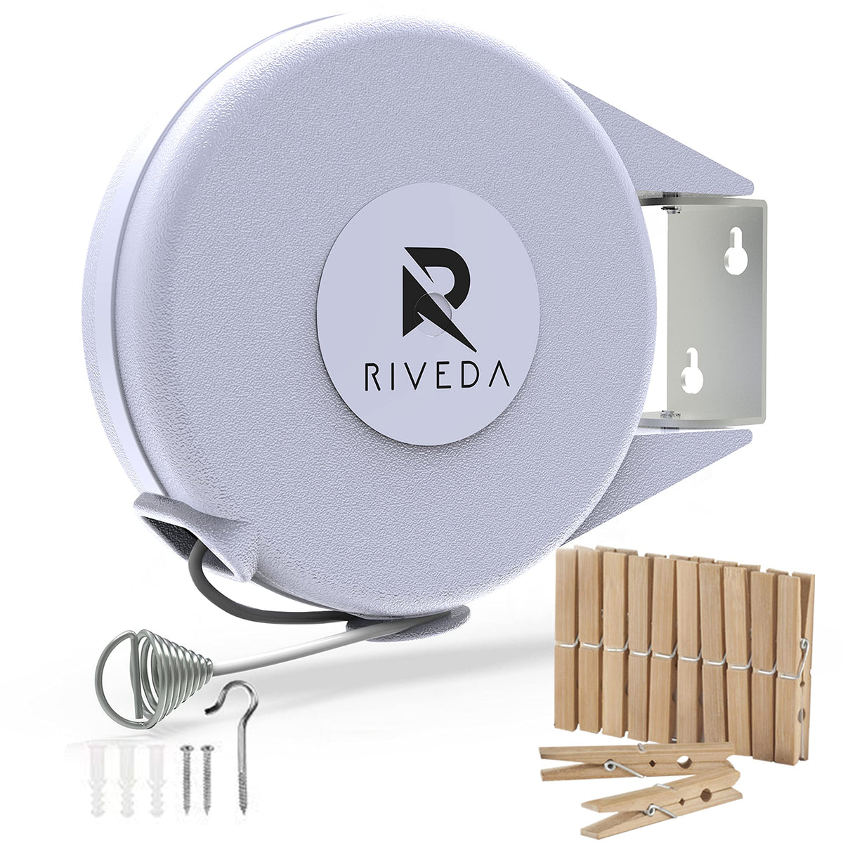 Riveda retractable clothesline on wall for efficient indoor drying.
