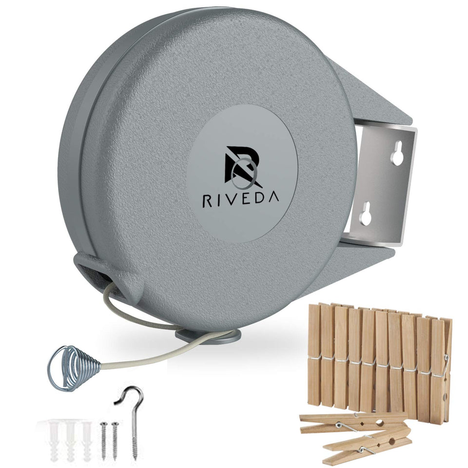 Riveda retractable clothesline wall-mount for secure indoor drying.