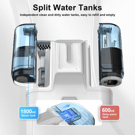 Rivenara Carpet Cleaner dual-tanks separate clean and dirty water for easy maintenance.