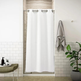 River Dream 36in stall waffle curtain in white adds spa-like luxury to your bathroom.