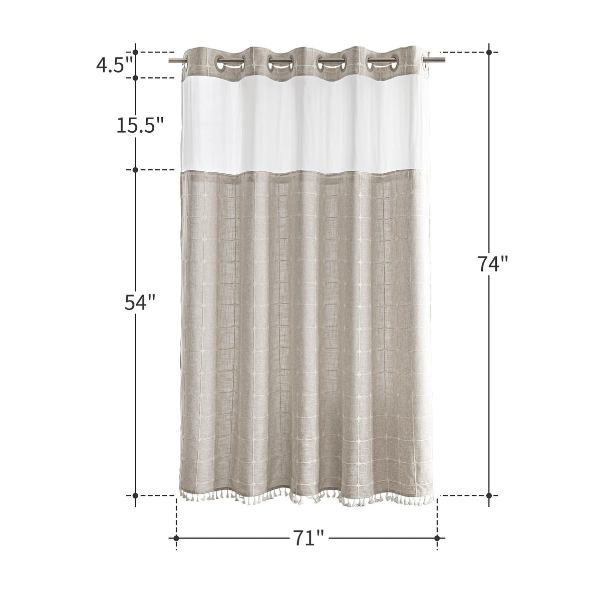 River Dream 71x74 inch curtain fits standard showers with generous coverage