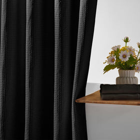 River Dream 71x74 shower curtain fits standard shower stalls well.