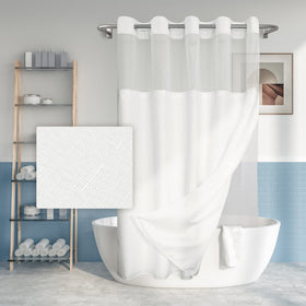 River Dream extra-long shower curtain with built-in rings for easy setup