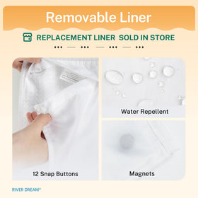 River Dream hotel-grade fabric provides premium weight and stable positioning.