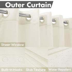 River Dream hotel-style cream curtain with grommets keeps setup simple