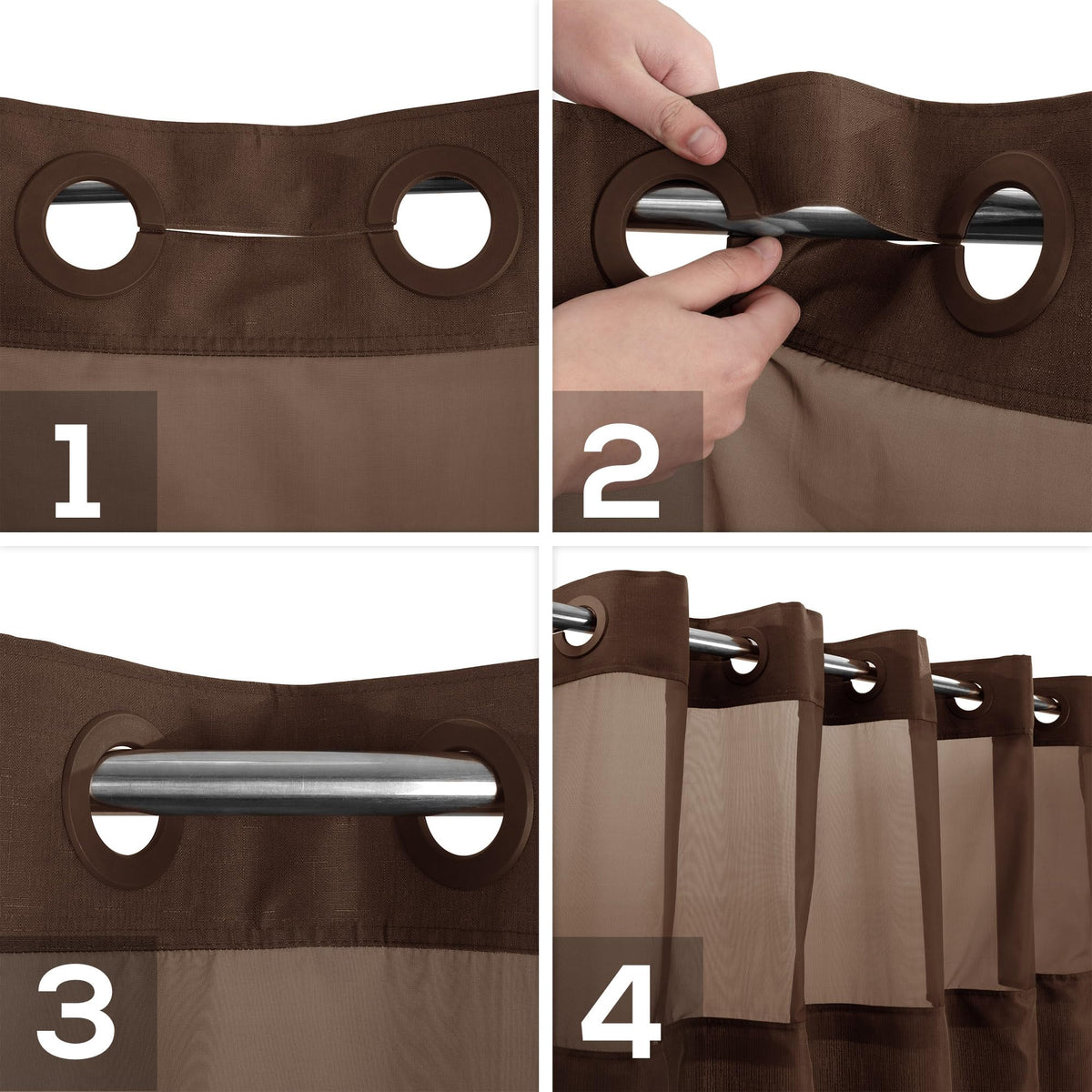 River Dream hotel style curtain offers water resistance for neat bathrooms.