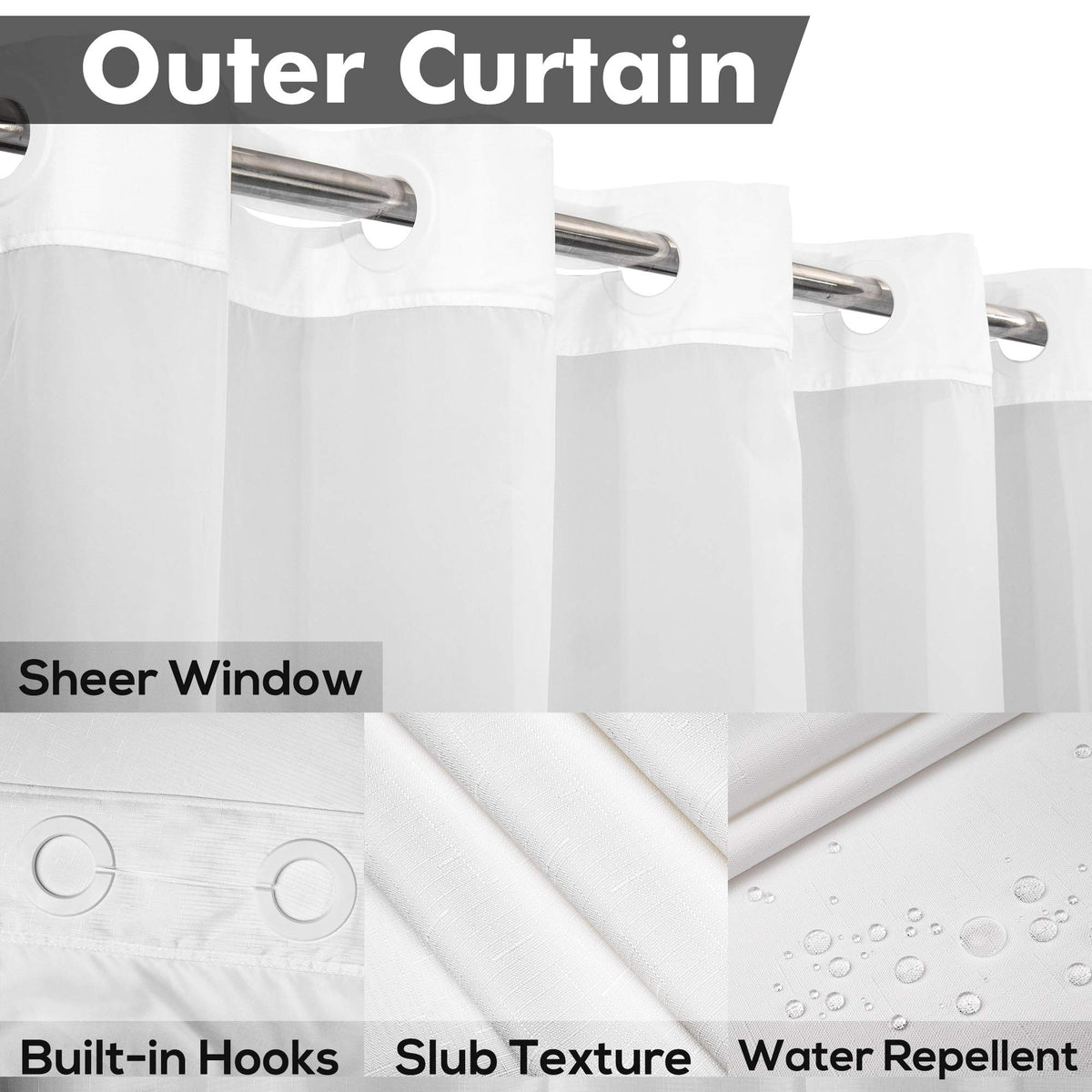 River Dream hotel-style shower curtain with easy-care features