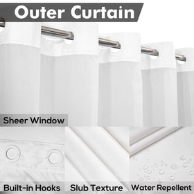 River Dream hotel-style white shower curtain offers spa-inspired elegance and privacy