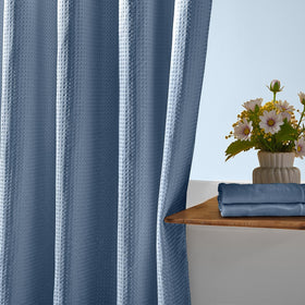 River Dream includes curtain and liner for complete bathroom setup.
