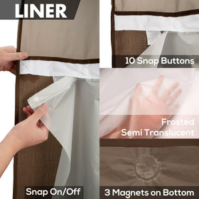 River Dream machine washable curtain simplifies care and keeps colors bright.