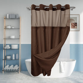 River Dream No Hook Slub Curtain with top window lets light in while maintaining privacy.
