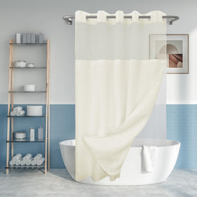 River Dream no-hook slub textured curtain adds hotel-inspired style to your bath