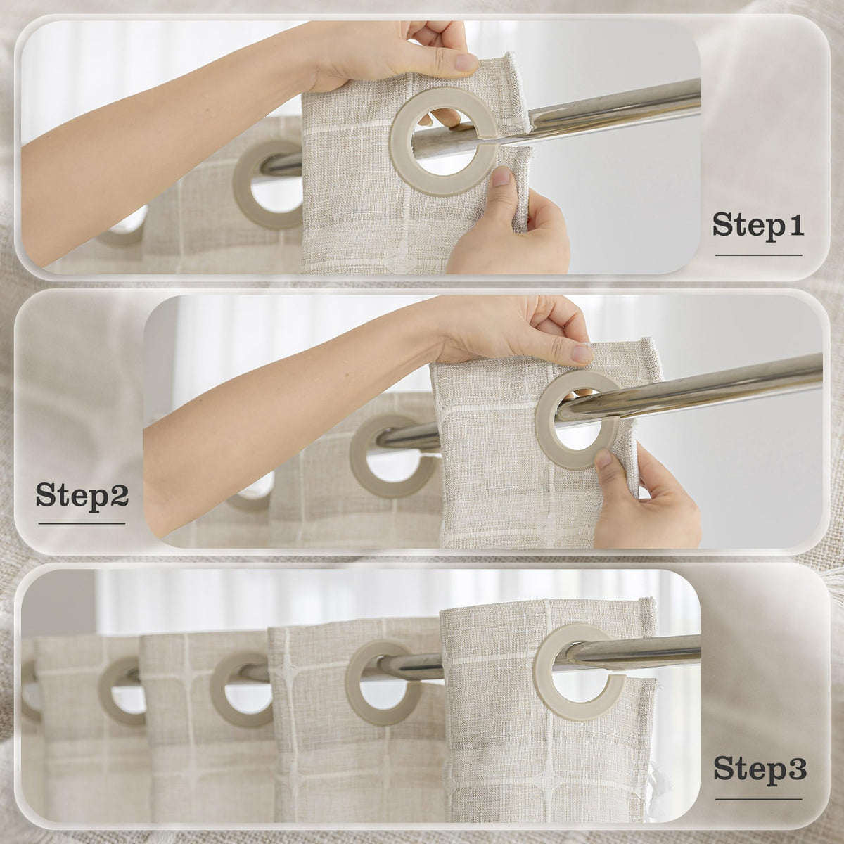 River Dream no-hooks design with split ring keeps bathroom looking clean.