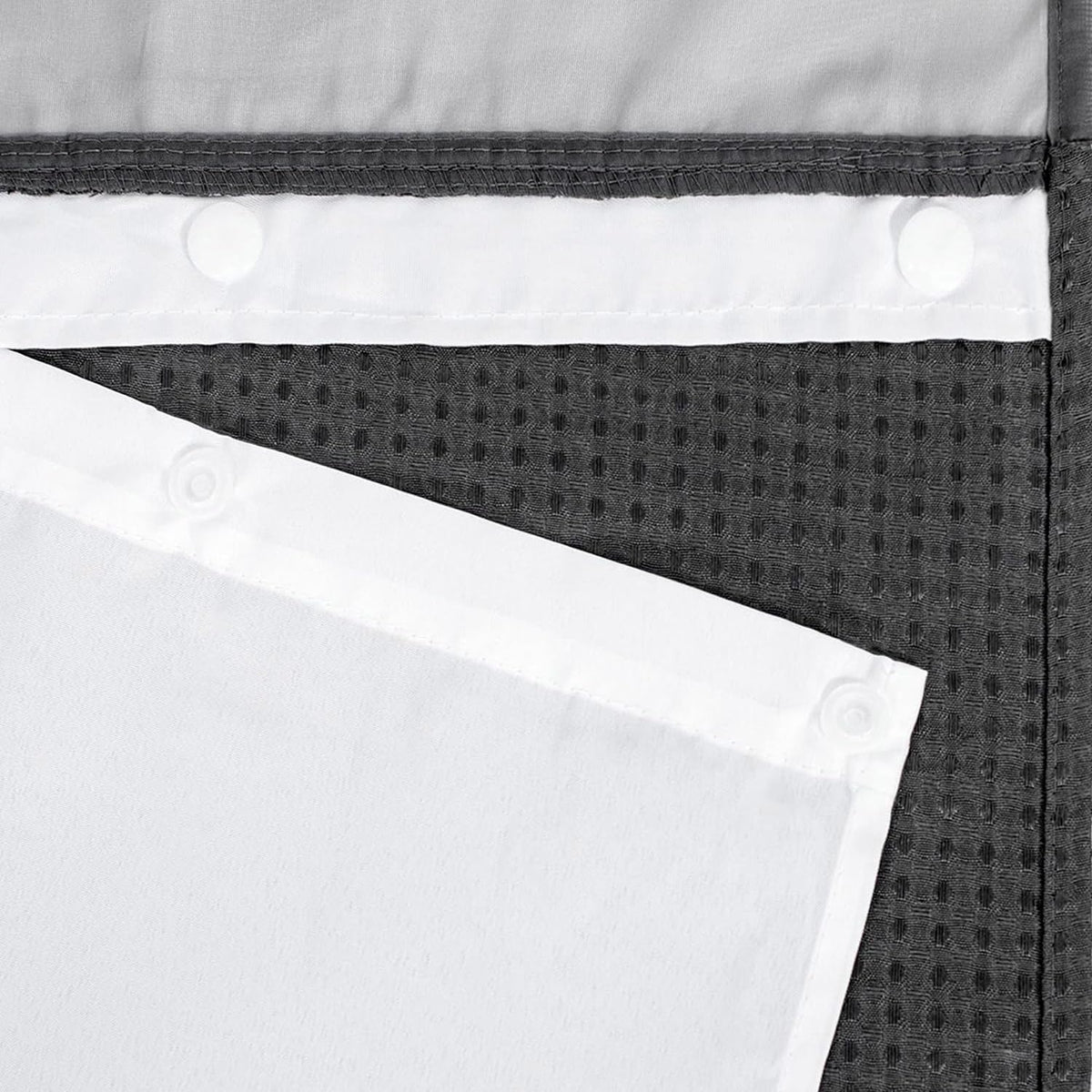 River Dream no-hooks-required design lets curtain hang quickly.