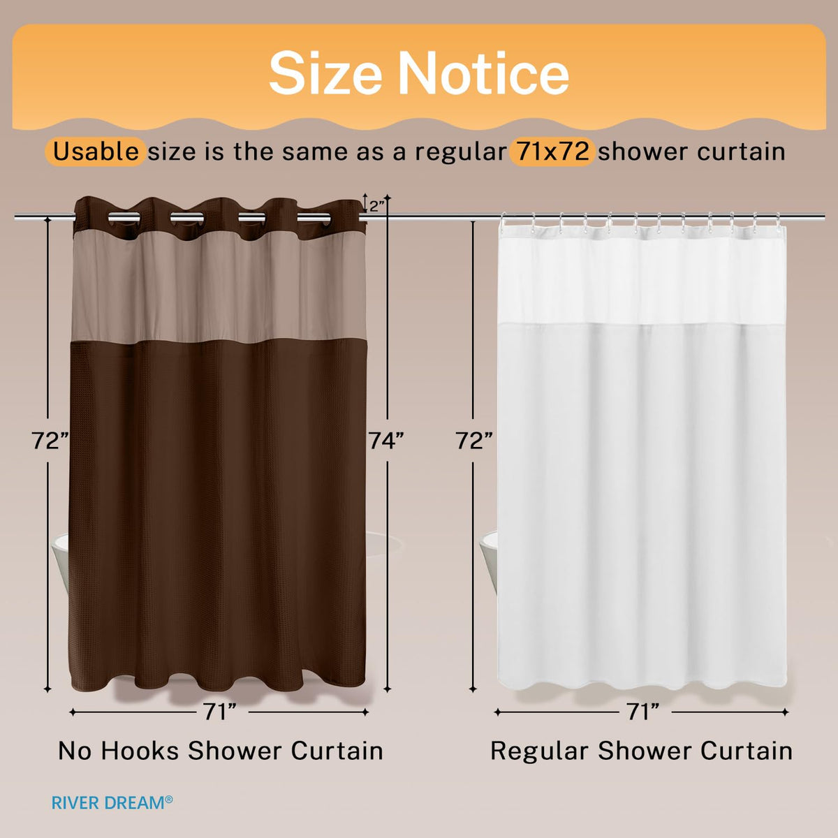 River Dream packaging includes curtain and liner for instant setup
