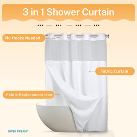 River Dream shower curtain with liner included for a complete setup.