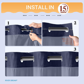 River Dream snap-in liner enables easy hanging without hooks.