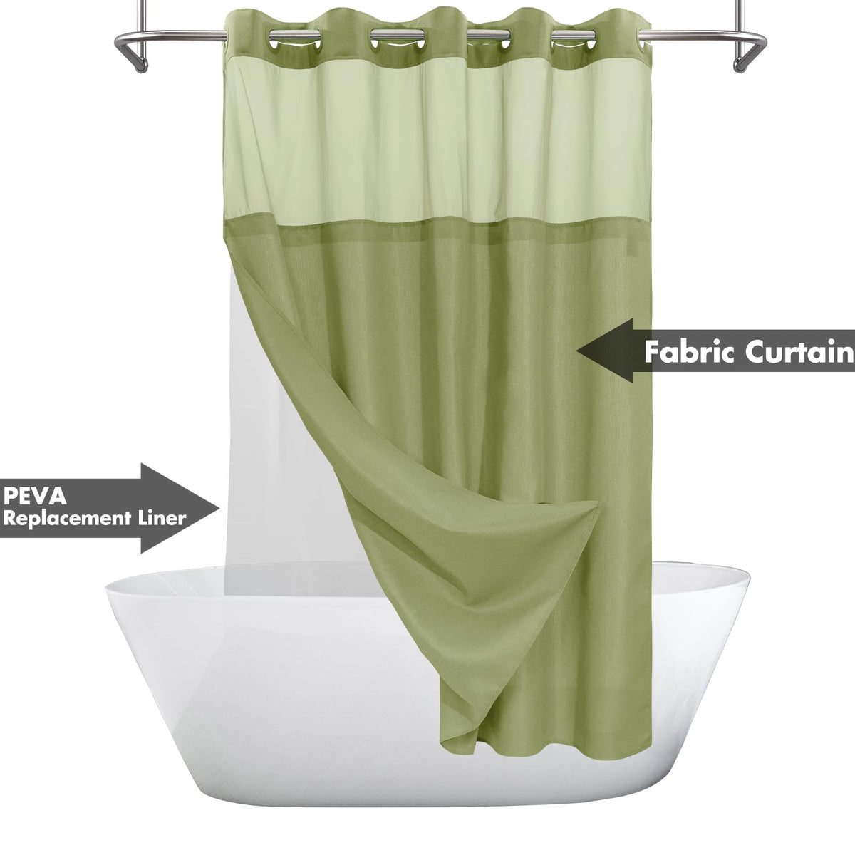 River Dream snap-in liner demonstrates easy on/off without hooks for quick updates.