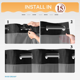 River Dream snap-in liner demonstrates easy setup without hooks.