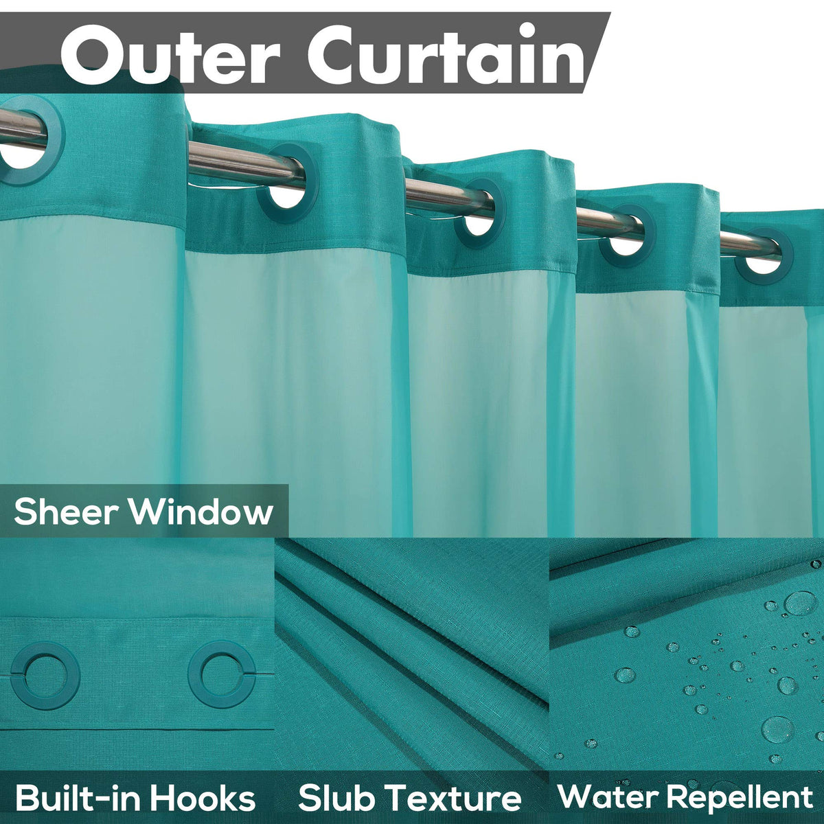 River Dream snap-in PEVA liner curtain for quick, tool-free replacement