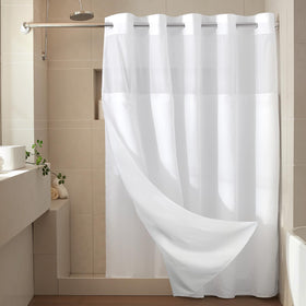 River Dream white shower curtain adds a spa-like, hotel-inspired bathroom look.