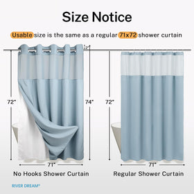 River Dream bathroom setup with spa-like blue curtain elevates everyday routines.