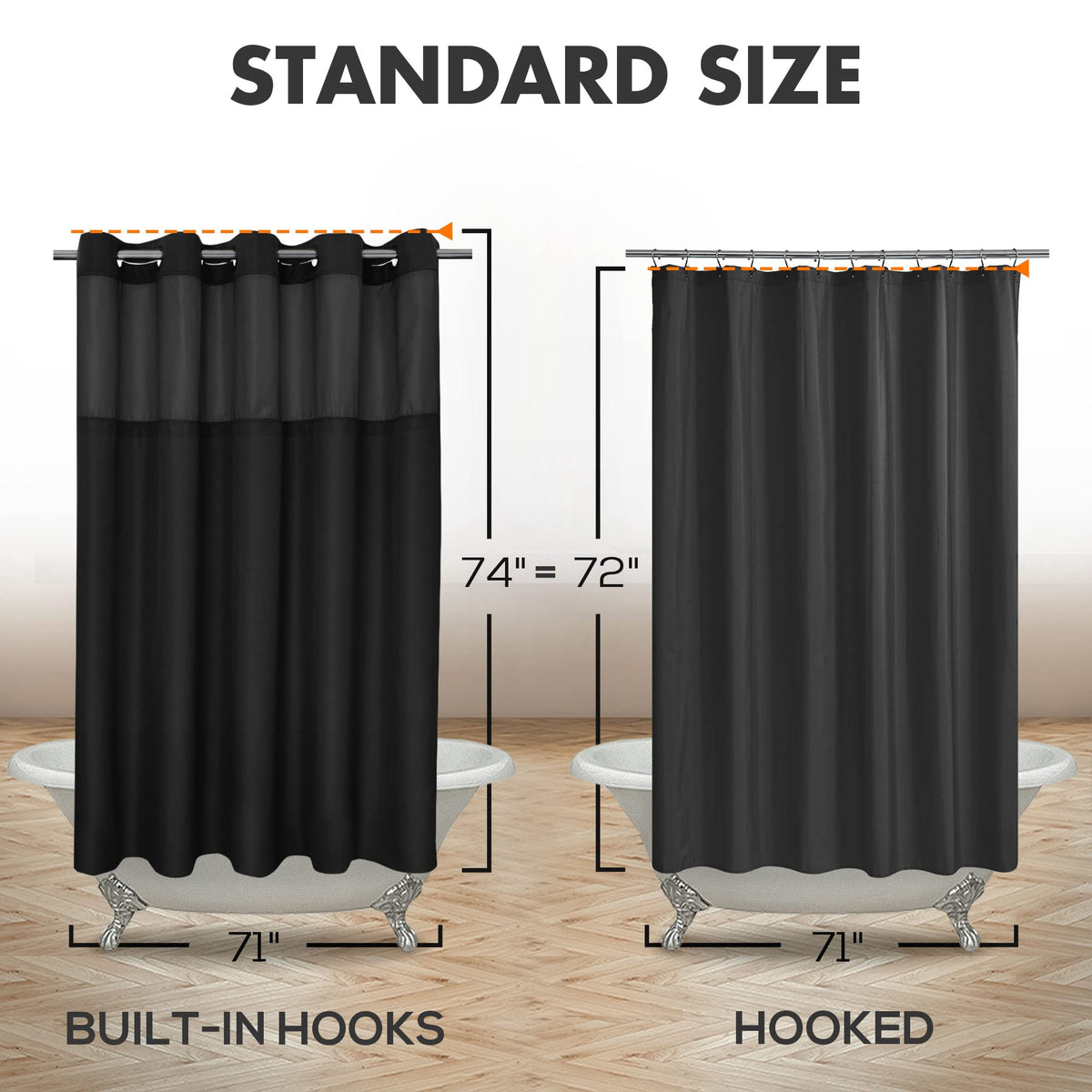 River Dream water-repellent fabric curtain helps reduce splash and cleanup