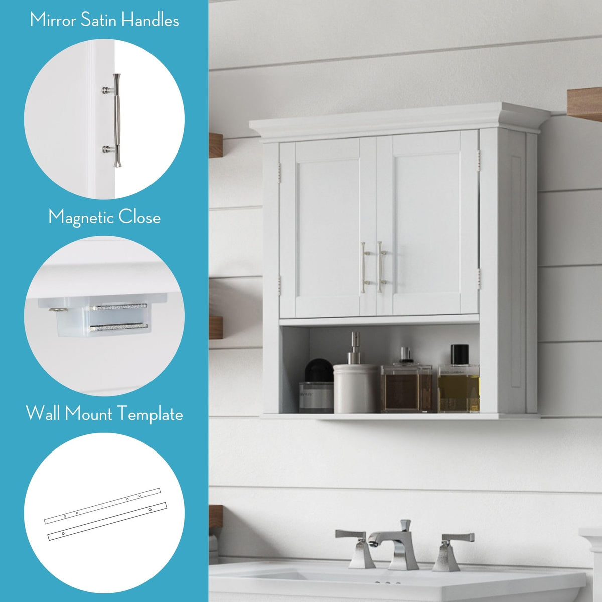 RiverRidge Somerset open display shelf for decorative accents and daily essentials.