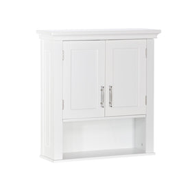RiverRidge Somerset two-door cabinet hides toiletries behind doors for neat bathroom storage.