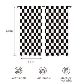Riyidecor checkered curtains provide privacy while adding a graphic retro vibe for teens.